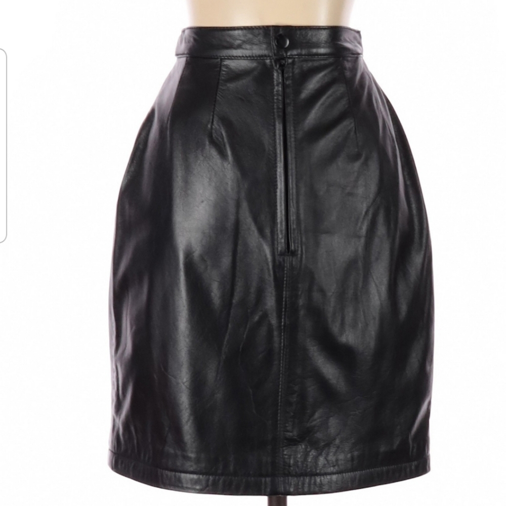 Wilsons Black 100% Genuine Leather Skirt - Picture 2 of 5